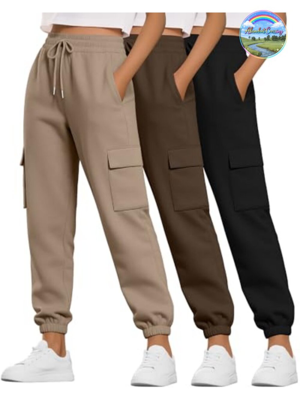 3 Pack Women's Cargo Sweatpants Joggers with Pockets